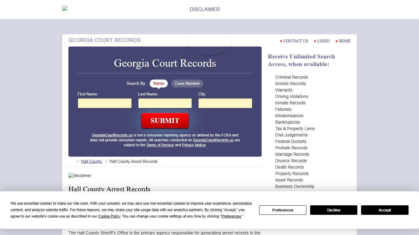 Hall County Arrest Records GeorgiaCourtRecords.us