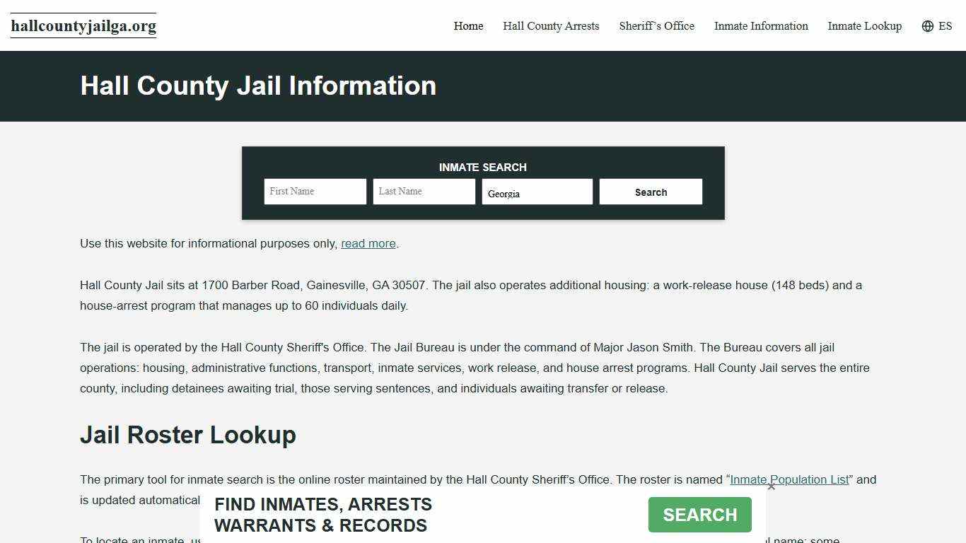 Hall County, GA Jail Roster, Inmate Info